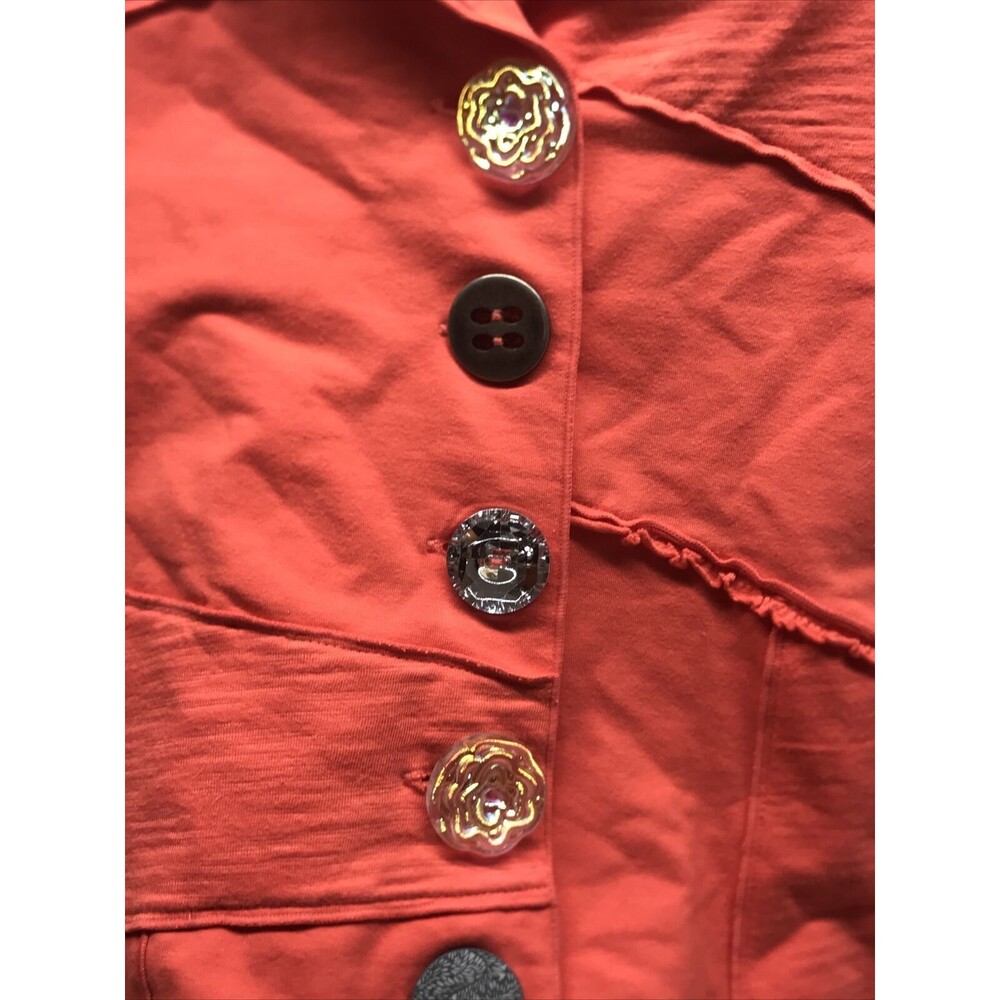 Neon Buddha Women's Shacket Size Medium Long Sleeve Statement Buttons Orange - Picture 6 of 14